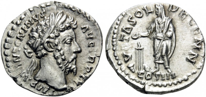 Marcus Aurelius, 161-180. Denarius (Silver, 17 mm, 3.08 g, 5 h), Rome, 171. M ΛN...