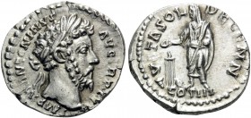 Marcus Aurelius, 161-180. Denarius (Silver, 17 mm, 3.08 g, 5 h), Rome, 171. M ΛNTONINVS ΛVG TR P XXV Laureate head of Marcus Aurelius to right. Rev. V...