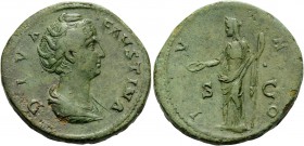 Diva Faustina Senior, died 140/1. Sestertius (Orichalcum, 31 mm, 26.30 g, 12 h), struck under her husband, Antoninus Pius, Rome, 146-161. DIVA FAVSTIN...