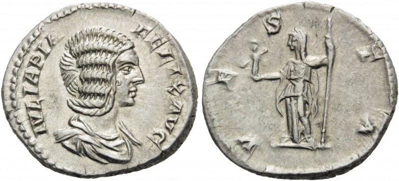 Julia Domna, Augusta, 193-217. Denarius (Silver, 18 mm, 3.35 g, 1 h), struck und...
