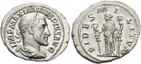 Maximinus I, 235-238. Denarius (Silver, 21 mm, 3.28 g, 12 h), Rome, 235-236. IMP MAXIMINVS PIVS AVG Laureate, draped and cuirassed bust of Maximinus I...