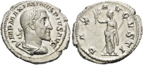 Maximinus I, 235-238. Denarius (Silver, 21 mm, 3.74 g, 11 h), Rome, 236. IMP MAXIMINVS PIVS AVG Laureate, draped and cuirassed bust of Maximinus to ri...