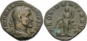 Maximinus I, 235-238. Sestertius (Orichalcum, 29 mm, 22.09 g, 12 h), Rome, 235. IMP MAXIMINVS PIVS AVG Laureate, draped and cuirassed bust of Maximinu...