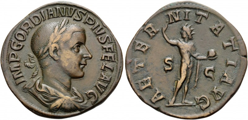 Gordian III, 238-244. Sestertius (Orichalcum, 31 mm, 18.73 g, 12 h), Rome, 240. ...