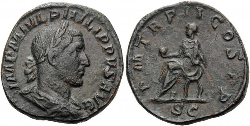 Philip I, 244-249. Sestertius (Orichalcum, 28 mm, 15.88 g, 1 h), Rome, 245. IMP ...