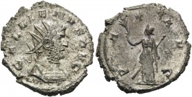 Gallienus, 253-268. Antoninianus (Billon, 22 mm, 3.95 g, 5 h), Siscia, 267-268. GALLIENVS AVG Radiate head of Gallienus to right. Rev. PAX AVG Pax sta...