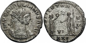Aurelian, 270-275. Antoninianus (Billon, 22 mm, 3.84 g, 6 h), Antioch, 275. IMP C AVRELIANVS AVG Radiate and cuirassed bust of Aurelian to right. Rev....