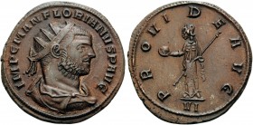 Florian, 276. Antoninianus (Billon, 21 mm, 3.74 g, 6 h), Siscia,, 276. IMP C M AN FLORIANVS P AVG Radiate and cuirassed bust of Florian to right. Rev....
