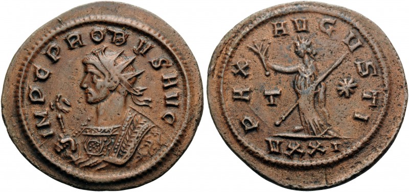 Probus, 276-282. Antoninianus (Billon, 24 mm, 3.87 g, 6 h), Ticinum, 280. IMP C ...