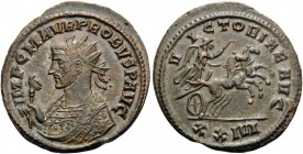 Probus, 276-282. Antoninianus (Billon, 23 mm, 3.88 g, 12 h), Siscia,, 277. IMP C M AVR PROBVS P AVG Radiate bust of Probus to left, wearing imperial m...