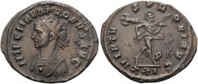 Probus, 276-282. Antoninianus (Billon, 23 mm, 3.66 g, 6 h), Siscia, 277. IMP C M AVR PROBVS AVG Radiate and cuirassed bust of Probus to left. Rev. VIR...