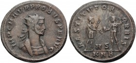 Probus, 276-282. Antoninianus (Billon, 22 mm, 4.06 g, 6 h), Serdica, 2nd officina, 280. IMP C M AVR PROBVS P F AVG Radiate and cuirassed bust of Probu...