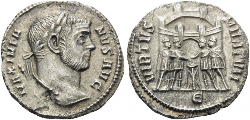 Maximianus, first reign, 286-305. Argenteus (Silver, 17 mm, 2.57 g, 6 h), Rome, ...