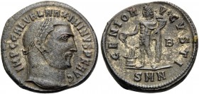 Maximinus II, 310-313. Follis (Bronze, 20 mm, 4.47 g, 7 h), Nicomedia, 2nd officina, 312. IMP C GAL VAL MAXIMINVS P F AVG Laureate head of Maximinus I...