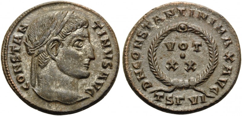 Constantine I, 307/310-337. Follis (Bronze, 18 mm, 3.58 g, 6 h), Thessalonika, 3...