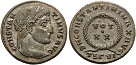 Constantine I, 307/310-337. Follis (Bronze, 18 mm, 3.58 g, 6 h), Thessalonika, 3rd officina, 324. CONSTAN-TINVS AVG Laureate head of Constantine to ri...