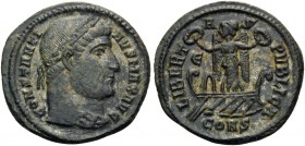 Constantine I, 307/310-337. Follis (Bronze, 20 mm, 3.17 g, 12 h), Constantinople, 327-328. CONSTANTI-NVS MAX AVG Rosette-diademed head of Constantine ...