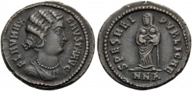 Fausta, Augusta, 324-326. Follis (Bronze, 19 mm, 3.62 g, 12 h), struck under Constantine I, Nicomedia, 1st officina, 325-326. FLAV MAX FAVSTA AVG Bare...
