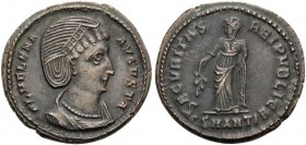 Helena, Augusta, 324-328/30. Follis (Bronze, 20 mm, 4.19 g, 1 h), struck under Constantine I, Antioch, 10th officina, 327-329. FL HELENA AVGVSTA Diade...