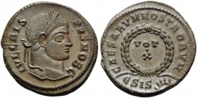 Crispus, Caesar, 316-326. Follis (Bronze, 19 mm, 3.54 g, 6 h), Siscia, 5th officina, 321-324. IVL CRIS-PVS NOB C Laureate head of Crispus to right. Re...