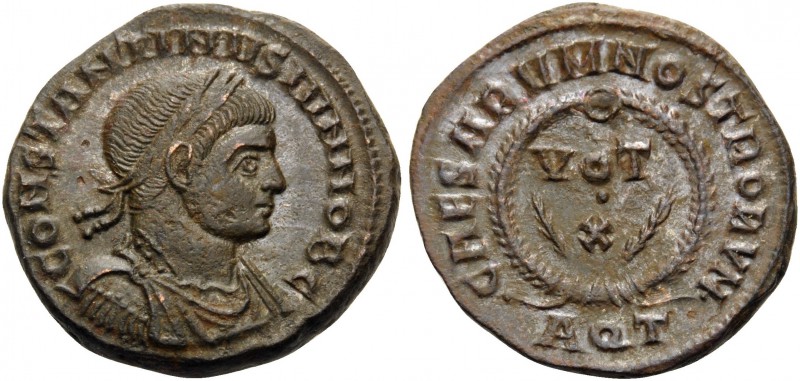 Constantine II, as Caesar, 316-337. Follis (Bronze, 19 mm, 3.54 g, 11 h), Aquile...