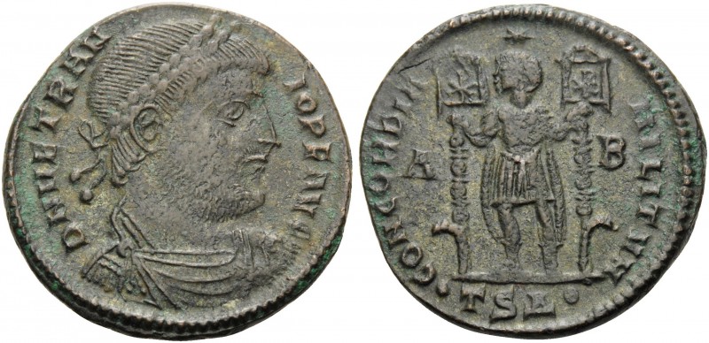 Vetranio, 350. Follis (Bronze, 22 mm, 5.97 g, 5 h), Thessalonika, 4th officina. ...
