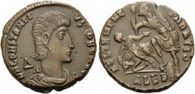 Constantius Gallus, Caesar, 351-354. Follis (Bronze, 20 mm, 4.93 g, 6 h), Alexandria, 2nd officina. DN CONSTANTI-VS NOB CAES Draped and cuirassed bust...
