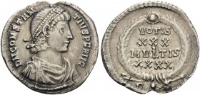 Constantius II, 337-361. Siliqua (Silver, 19 mm, 1.98 g, 6 h), Constantinople, 355-361. D N CONSTANTIVS P F AVG Pearl-diademed draped and cuirassed bu...