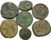 Lot of Seven Byzantine Coins . 6th to 8th century AD. (Bronze, 81.98 g). Average good to fine (7).
 From a European collection formed before 2000.
