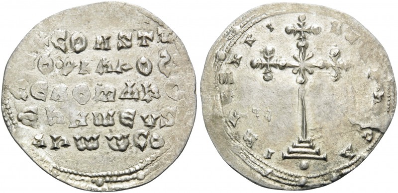 Constantine VII Porphyrogenitus, with Romanus I, 913-959. Miliaresion (Silver, 2...