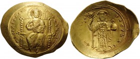 Constantine X Ducas, 1059-1067. (Gold, 26 mm, 4.38 g, 6 h), Constantinople. +IhS IXS REX REGNANThIm Christ, nimbate, seated facing on straight-backed ...