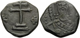 Alexius I Comnenus, 1081-1118. Tetarteron (Bronze, 14 mm, 1.44 g, 6 h), Thessalonika. [A Δ] K Φ Patriarchal cross set on two steps. Rev. +AΛΕ[...] Cro...