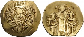 Andronicus II Palaeologus, with Michael IX, 1282-1328. Hyperpyron (Gold, 24 mm, 4.01 g, 6 h), Constantinople, 1325-1334. Bust of the Virgin orans with...