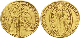 ITALY. Venezia (Venice) . Andrea Dandolo, 1342-1354. Ducat (Gold, 20 mm, 3.51 g, 6 h). ANDR DANDVLO / S M VENETI / DVX St. Mark standing right, presen...