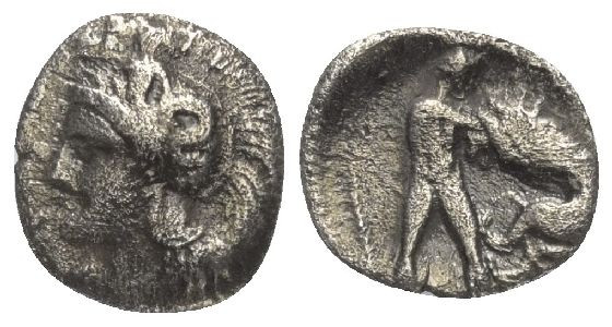 Lukanien. Herakleia.

 Diobol (Silber). Ca. 433 - 330 v. Chr.
Vs: Kopf der At...