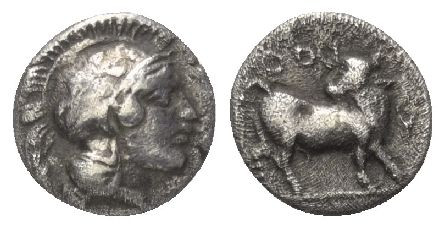 Lukanien. Thourioi.

 Trihemiobol (Silber). Ca. 443 - 410 v. Chr.
Vs: Kopf de...