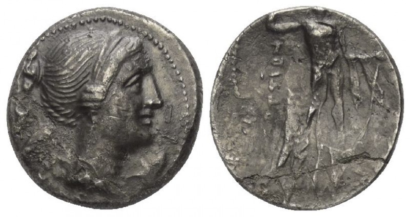 Bruttium. Brettii.

 Drachme (Silber). Ca. 216 - 214 v. Chr.
Vs: Büste der Ni...