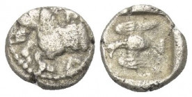Thrakisch-Skythische Dynasten. Königreich der Odrysen. Sparadokos (ca. 450 - 440 v. Chr.).

 Diobol (Silber).
Vs: Pferdeprotome links, auf dem Pfer...