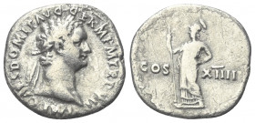 Domitianus (81 - 96 n. Chr.).

 Denar (Silber). 88 n. Chr. Rom.
Vs: IMP CAES DOMIT AVG GERM P M TR P VII. Kopf mit Lorbeerkkranz rechts.
Rs: COS X...