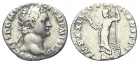 Domitianus (81 - 96 n. Chr.).

 Denar (Silber). 92 - 93 n. Chr. Rom.
Vs: IMP CAES DOMIT AVG GERM P M TR P XII. Kopf mit Lorbeerkranz rechts.
Rs: I...
