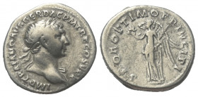 Traianus (98 - 117 n. Chr.).

 Denar (Silber). 103 - 111 n. Chr. Rom.
Vs: IMP TRAIANO AVG GER DAC P M TR P COS V P P. Büste mit Lorbeerkranz und Dr...
