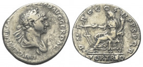 Traianus (98 - 117 n. Chr.).

 Denar (Silber). 114 - 116 n. Chr. Rom.
Vs: IMP CAES NER TRAIANO OPTIMO AVG GER DAC. Büste mit Lorbeerkranz und Palud...