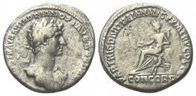 Hadrianus (117 - 138 n. Chr.).

 Denar (Silber). 117 n. Chr. Rom.
Vs: IMP CAES TRAIAN HADRIAN OPT AVG GER DAC. Büste mit Lorbeerkranz und Drapierun...