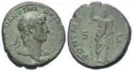 Hadrianus (117 - 138 n. Chr.).

 As. 119 - 120 n. Chr. Rom.
Vs: [IMP CAESAR T]RAIANVS HADRIANVS [AVG]. Büste mit Lorbeerkranz und Drapierung rechts...