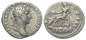 Hadrianus (117 - 138 n. Chr.).

 Denar (Silber). 123 n. Chr. Rom.
Vs: IMP CAESAR TRAIAN HADRIANVS AVG. Büste mit Lorbeerkranz und Drapierung rechts...