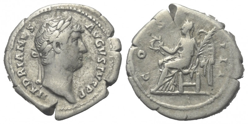 Hadrianus (117 - 138 n. Chr.).

 Denar (Silber). 128 n. Chr. Rom.
Vs: HADRIAN...