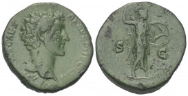 Antoninus Pius (138 - 161 n. Chr.).

 Sesterz. 145 n. Chr. Rom.
Vs: AVRELIVS CAESAR AVG PII F COS II. Kopf rechts.
Rs: S - C. Minerva mit Lanze un...
