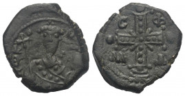 Alexius I. Comnenus (1081 - 1118 n. Chr.).

 Tetarteron. Ca. 1092 - 1118 n. Chr. Thessalonica.
Vs: Juwelenkreuz mit X im Zentrum, die Kreuzarme end...