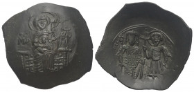 Theodorus I. Lascaris von Nicaea (1208 - 1222 n. Chr.).

 Aspron Trachy (Bronze). Nicaea.
Vs: Jungfrau Maria en face thronend, auf ihrem Schoß Büst...