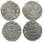 Achaia - Fürstentum. Guy II. de La Roche (1287 - 1308).

 Denar (Silber).
Lot (2 Stück):
Vs: + GVI DVX ATENES. Kreuz.
Rs: + ThEBANI CIVIS. Stilis...